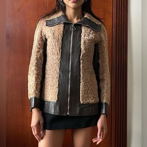 Gorgeous Vintage Leather fur jacket